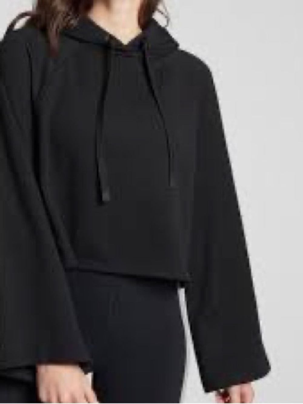 Athleta Black Cropped Hoodie Sweatshirt M
